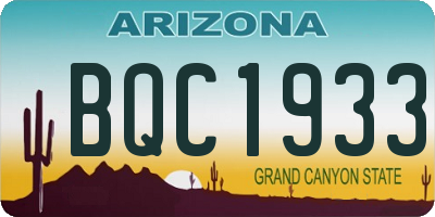 AZ license plate BQC1933