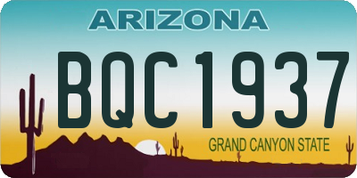 AZ license plate BQC1937
