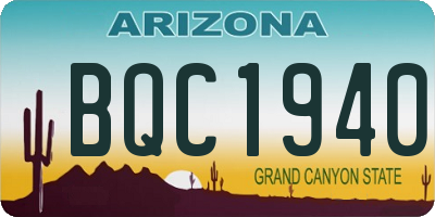 AZ license plate BQC1940