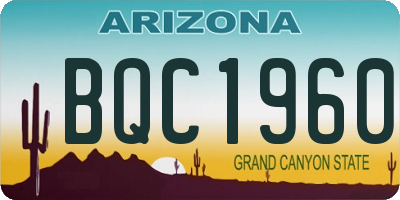 AZ license plate BQC1960