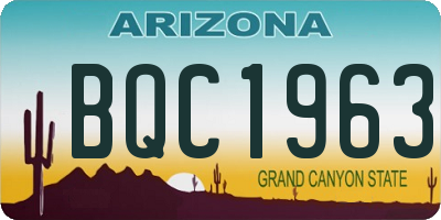 AZ license plate BQC1963