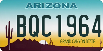 AZ license plate BQC1964