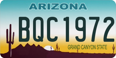AZ license plate BQC1972
