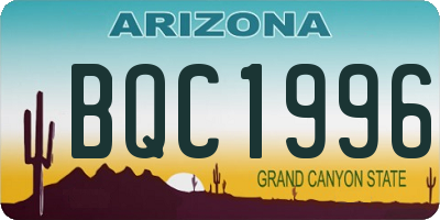 AZ license plate BQC1996