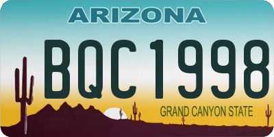 AZ license plate BQC1998