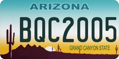 AZ license plate BQC2005