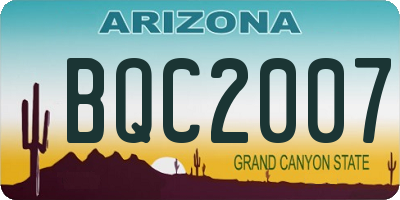 AZ license plate BQC2007