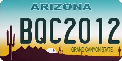 AZ license plate BQC2012
