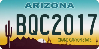 AZ license plate BQC2017