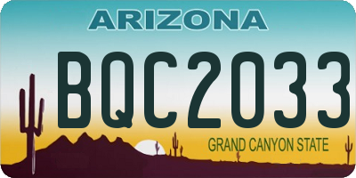 AZ license plate BQC2033