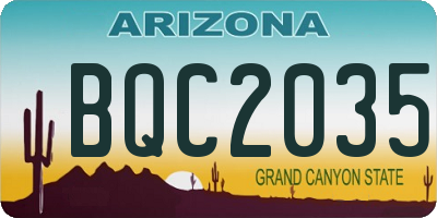 AZ license plate BQC2035