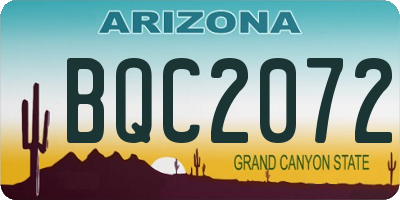 AZ license plate BQC2072