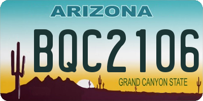 AZ license plate BQC2106