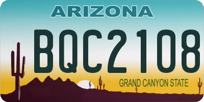 AZ license plate BQC2108