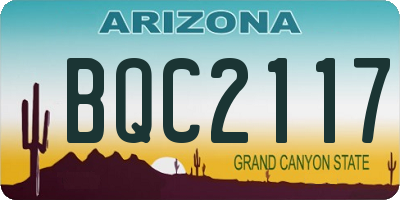 AZ license plate BQC2117