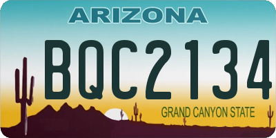 AZ license plate BQC2134