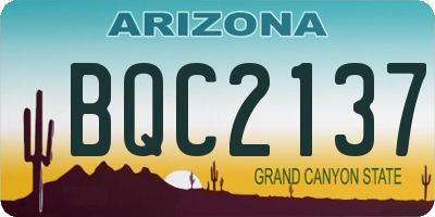 AZ license plate BQC2137