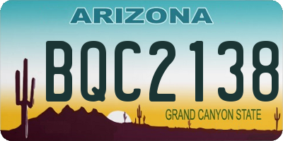 AZ license plate BQC2138