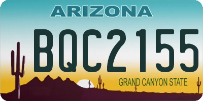 AZ license plate BQC2155
