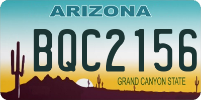 AZ license plate BQC2156