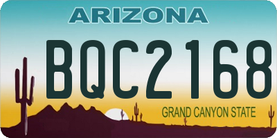 AZ license plate BQC2168