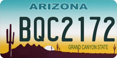 AZ license plate BQC2172