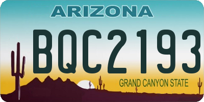 AZ license plate BQC2193