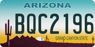 AZ license plate BQC2196