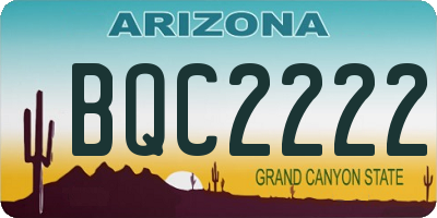 AZ license plate BQC2222