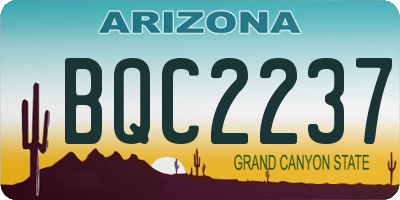 AZ license plate BQC2237