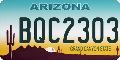 AZ license plate BQC2303