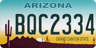 AZ license plate BQC2334