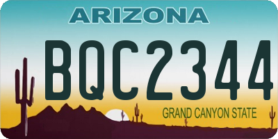 AZ license plate BQC2344