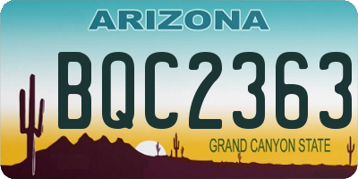 AZ license plate BQC2363