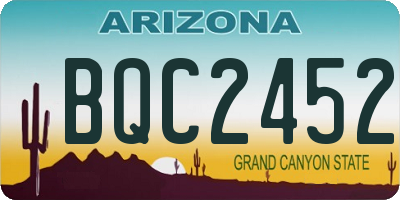 AZ license plate BQC2452