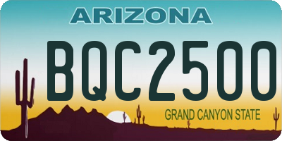 AZ license plate BQC2500