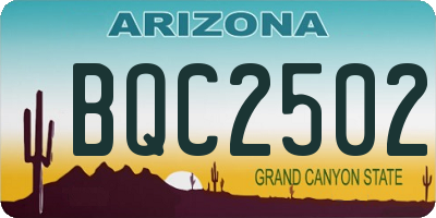 AZ license plate BQC2502