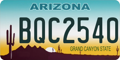 AZ license plate BQC2540