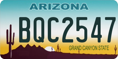AZ license plate BQC2547