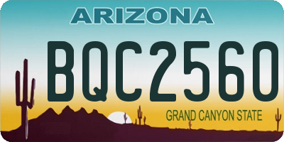 AZ license plate BQC2560