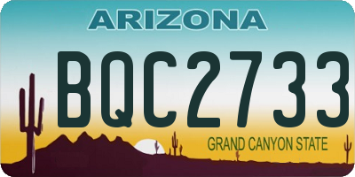 AZ license plate BQC2733