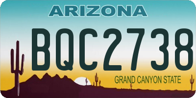 AZ license plate BQC2738