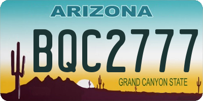 AZ license plate BQC2777