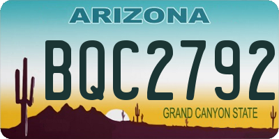 AZ license plate BQC2792