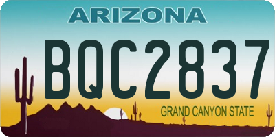 AZ license plate BQC2837