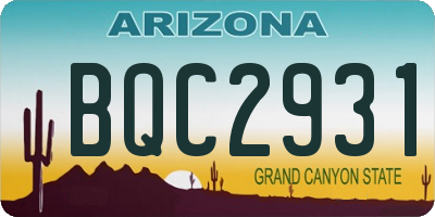 AZ license plate BQC2931