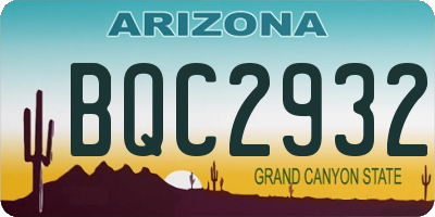 AZ license plate BQC2932
