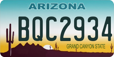 AZ license plate BQC2934