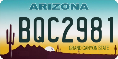 AZ license plate BQC2981