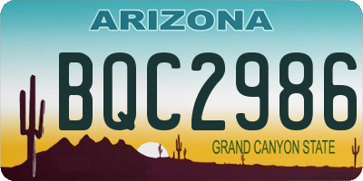 AZ license plate BQC2986